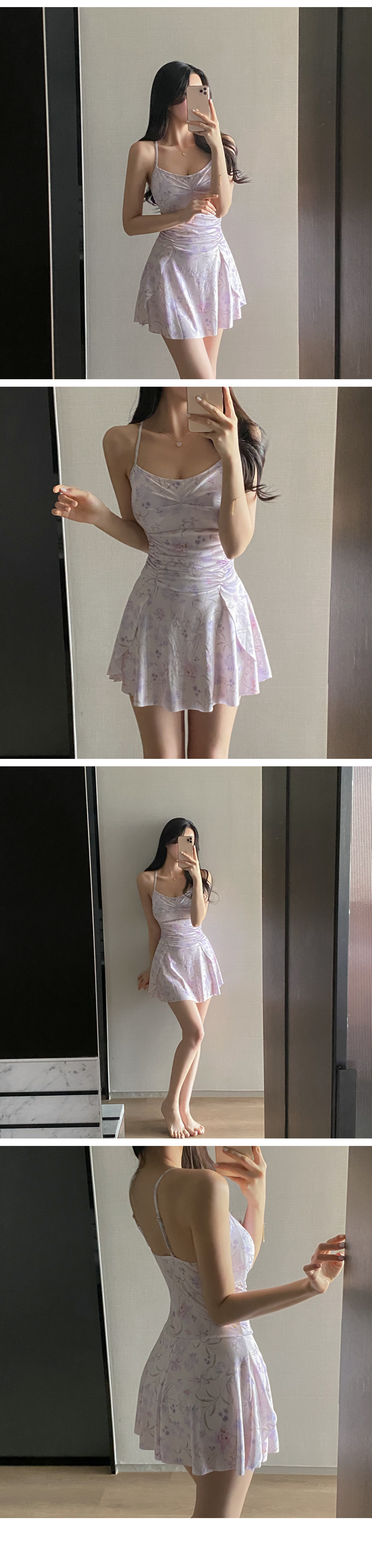[썸머기획/당일출고] 제비꽃원피스수영복가디건SET(1c) 플라워수영복 셔링모노키니 플레어 쉬폰볼레로세트수영복 래쉬가드 비키니 비치룩 호캉스 여리핏 상세 이미지 7