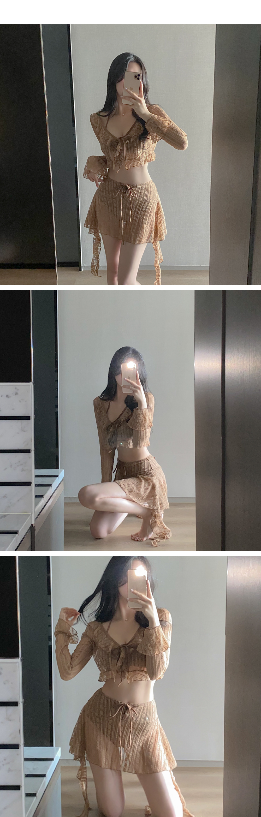 [썸머기획/당일출고] 킬빌레이스비키니SET(1c) 볼레로비키니 가디건비키니 커버업스커트 홀터비키니 시스루 프릴 리본 살안타템 허니문 비치룩 호캉스 인생샷 상세 이미지 6