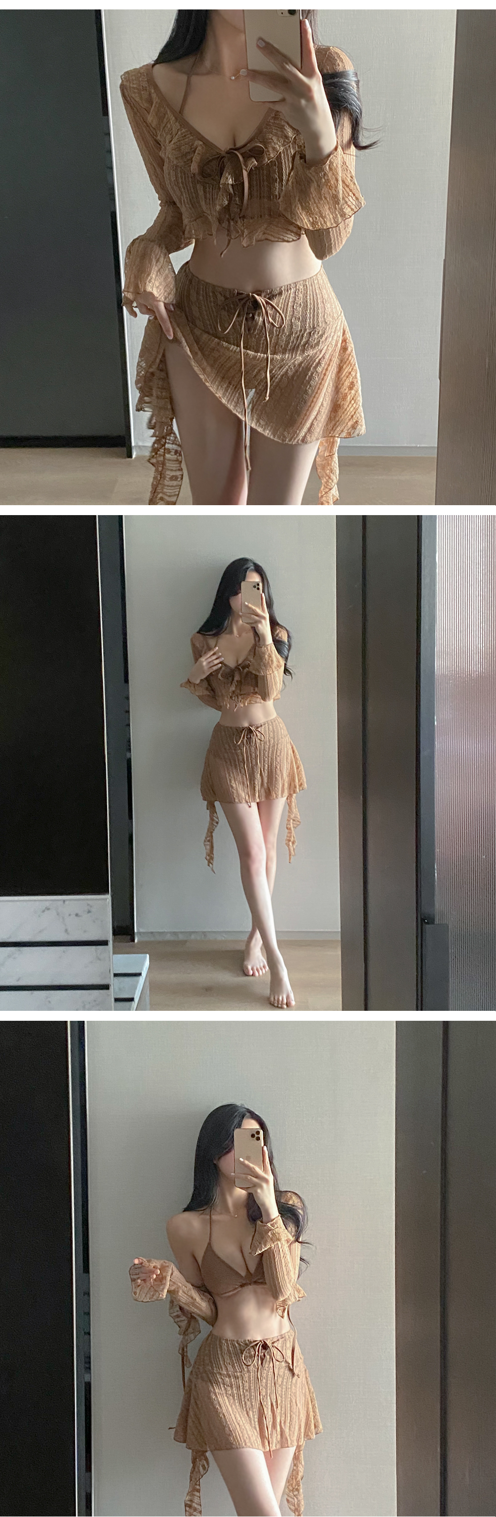 [썸머기획/당일출고] 킬빌레이스비키니SET(1c) 볼레로비키니 가디건비키니 커버업스커트 홀터비키니 시스루 프릴 리본 살안타템 허니문 비치룩 호캉스 인생샷 상세 이미지 7