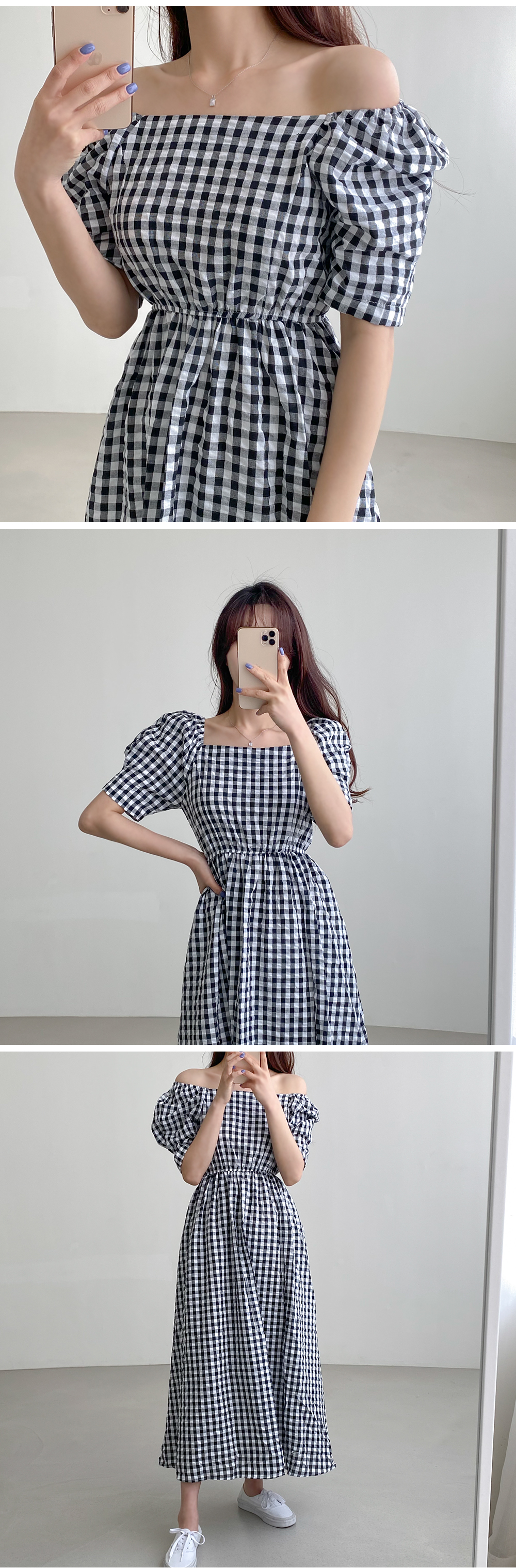★ChicLine★ メリアススクエアネックチェックワンピース スクエアネックギンガムチェックワンピース | レディース