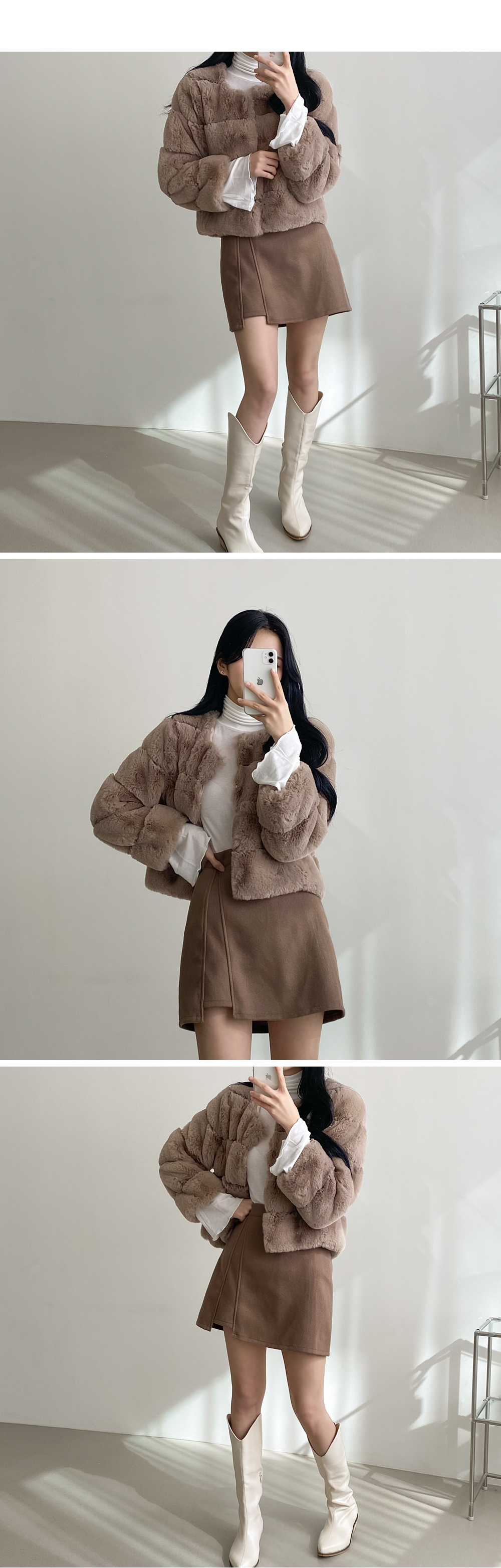 dholic ノーカラーエコファーショートジャケット エコファーショートジャケット | レディースファッション通販