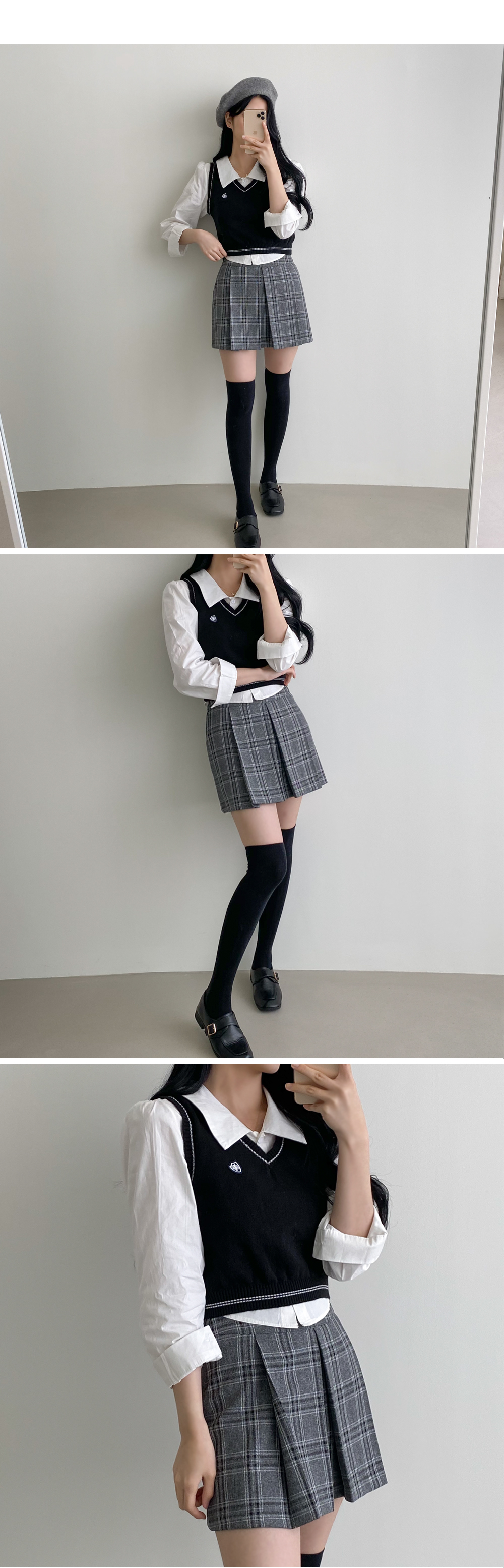 パンツ裏地チェックボックスプリーツスカート | レディース