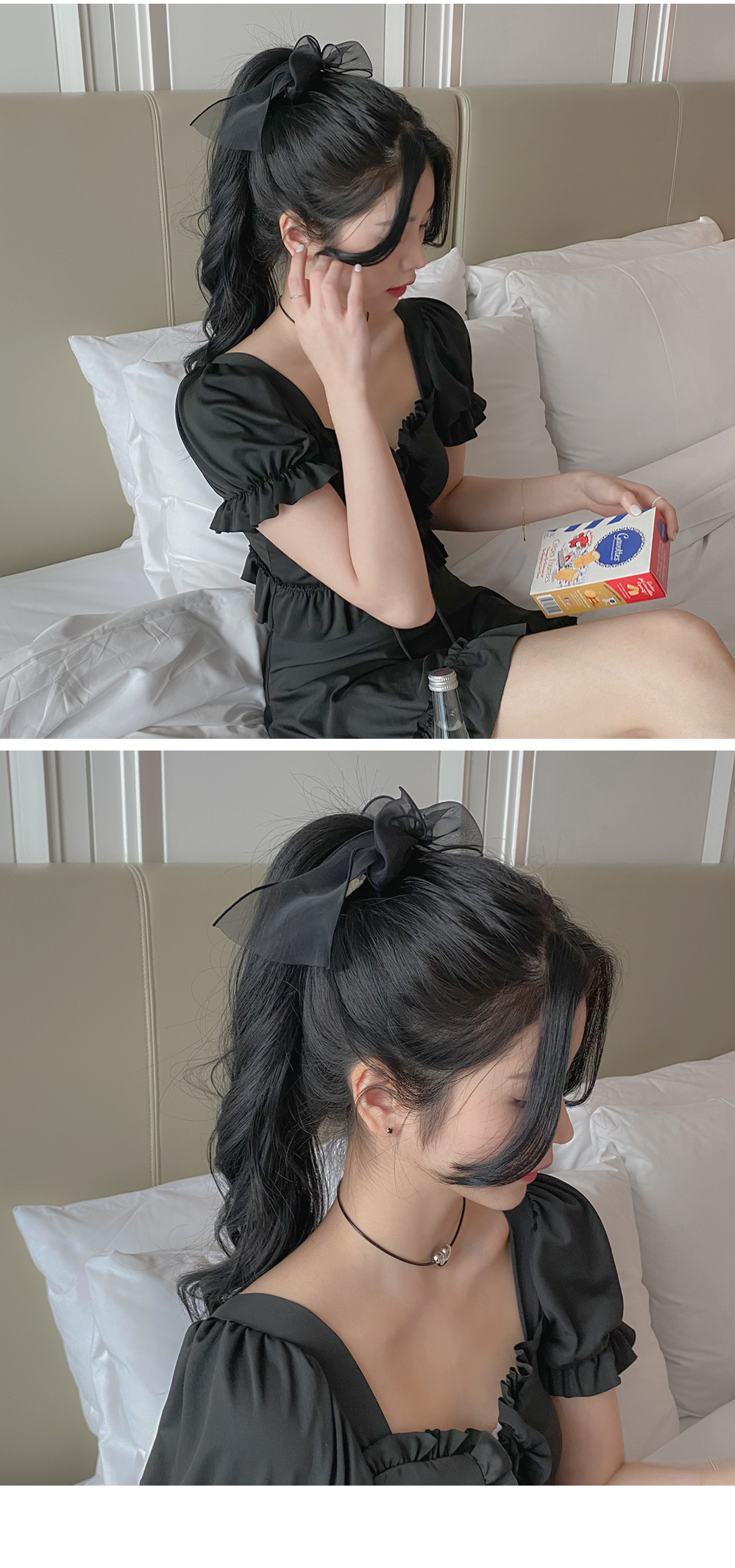[썸머기획/당일출고] 코르셋퍼프반팔수영복SET(1c) 커버업스커트 체형커버 퍼프수영복 퍼프비키니 반팔비키니 플레어스커트 리본 프릴 상세 이미지 8