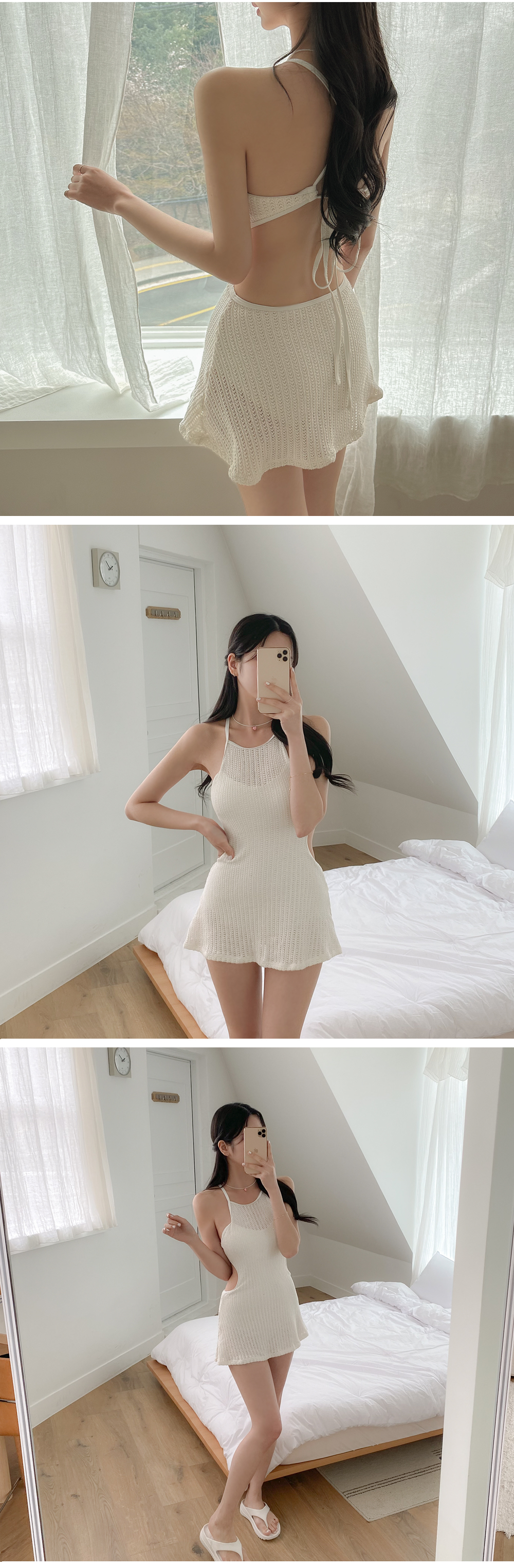 [썸머기획/당일출고] 달랏양옆트임원피스수영복(2c) 니트수영복 허리트임 모노키니 비키니 래쉬가드 커버업 홀터 시스루 망사 레이스 상세 이미지 3